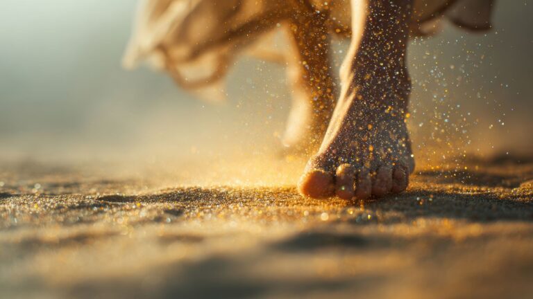 ancrage pendant les transitions avec une femme connectée au sol et à sa stabilité intérieure