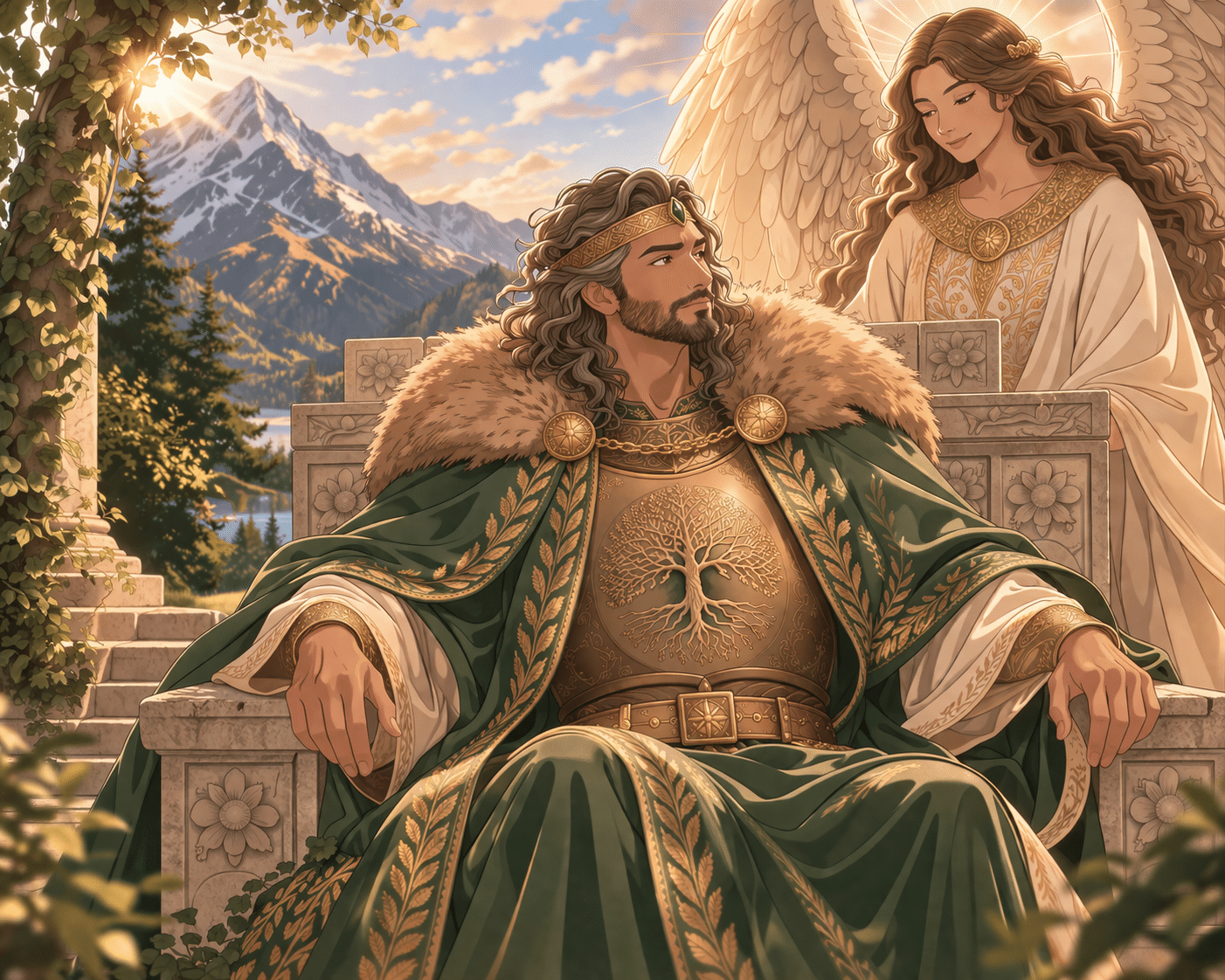 Figure inspirée de l’Empereur accompagnée d’un ange symbolisant la stabilité du nombre 4. signification du nombre 4