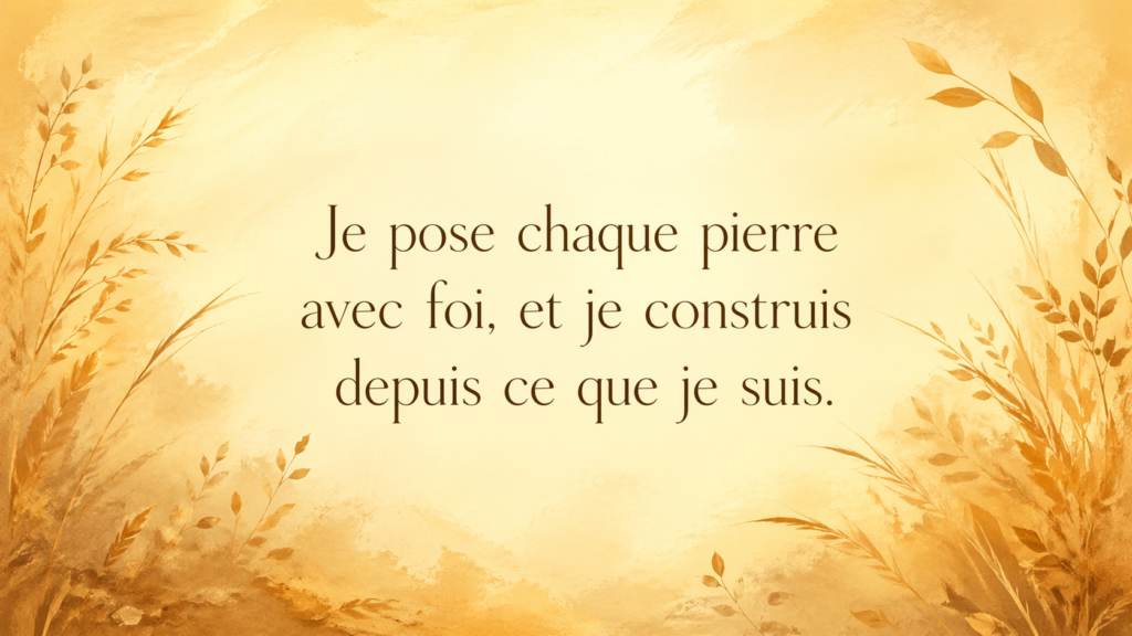 mantra du nombre 22 en numérologie en brun sur fond ocre doré clair avec herbes dorées