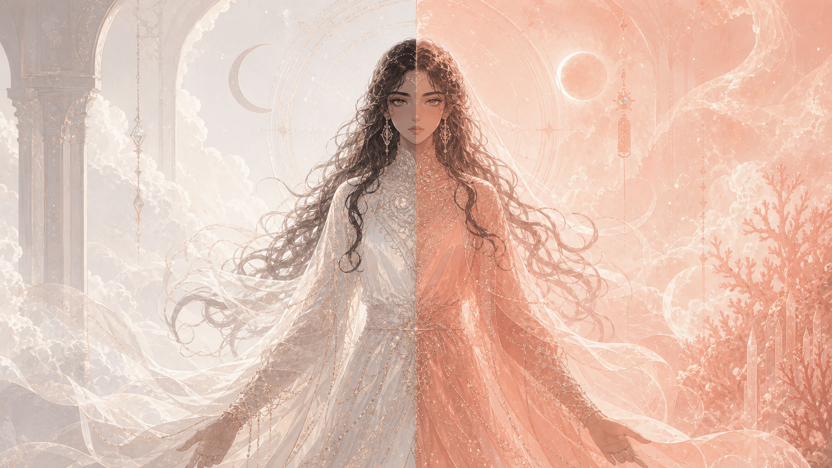 femme nacre corail pale transmission minuit, signification de l'heure 00:33