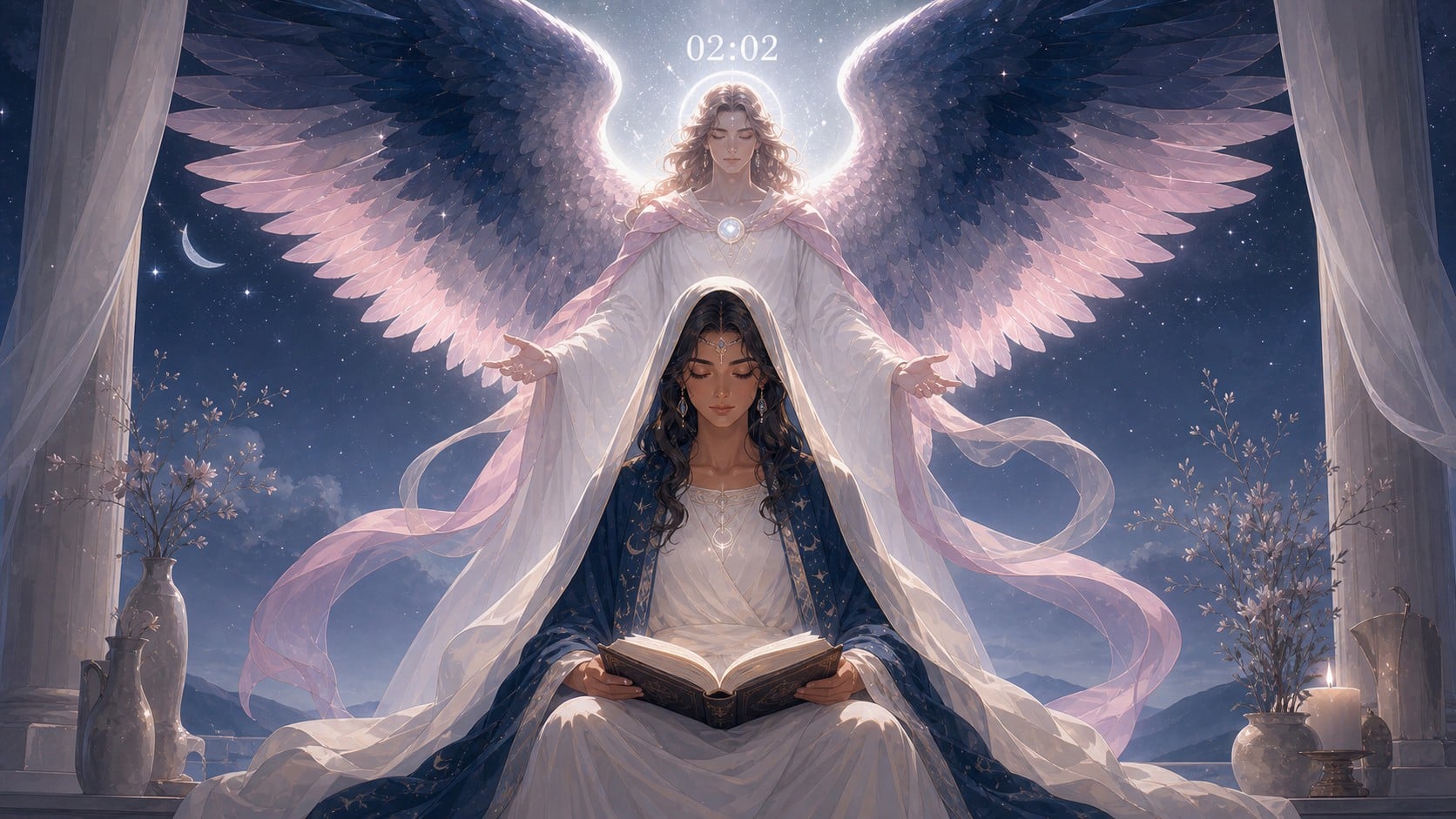 papesse tarot achaiah receptivite divine, signification de l'heure 02:02