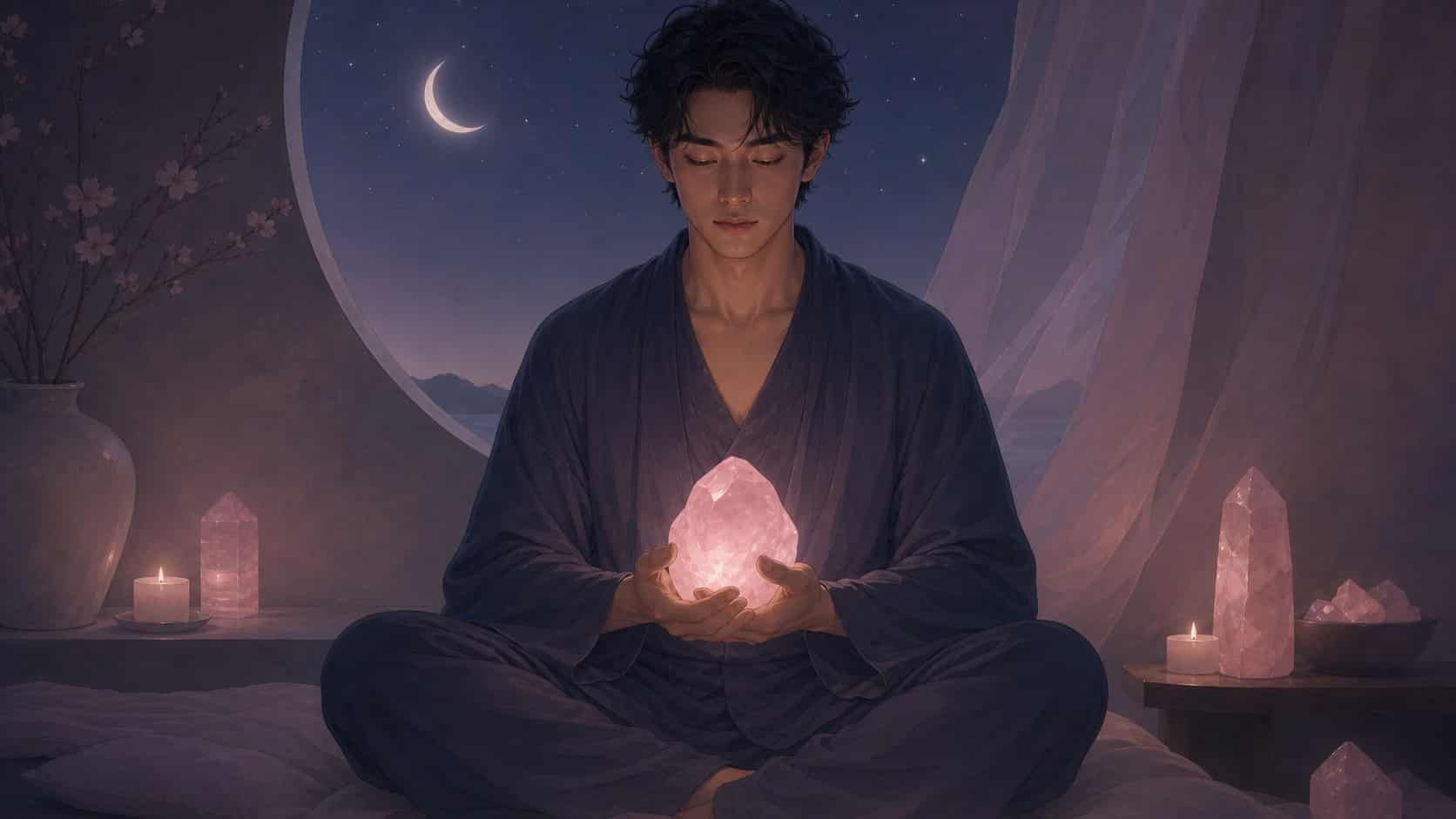 quartz rose nuit receptivite vibration, signification de l'heure 02:02