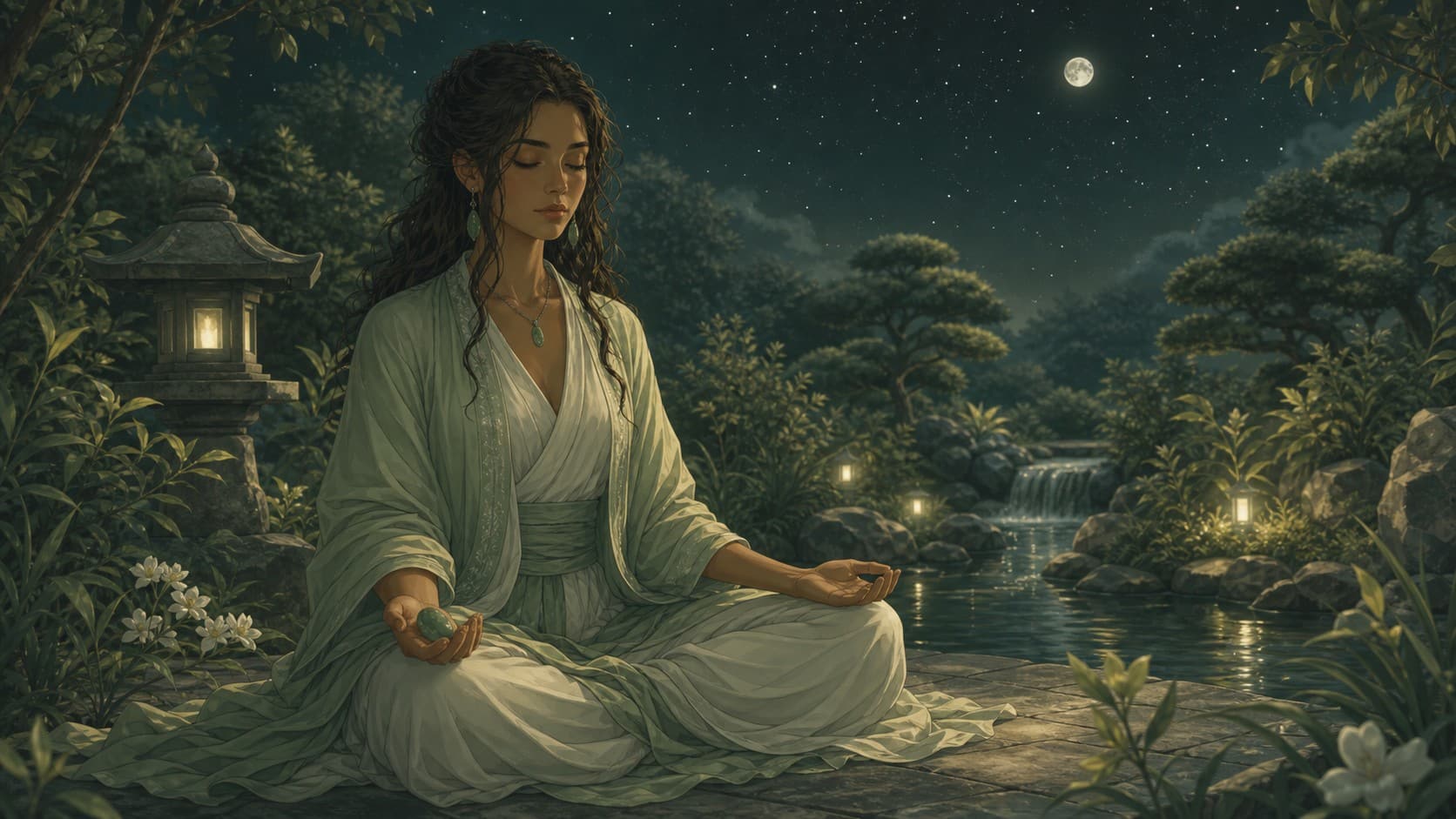 heure 02h20 meditation jade jardin nuit ancrage vert