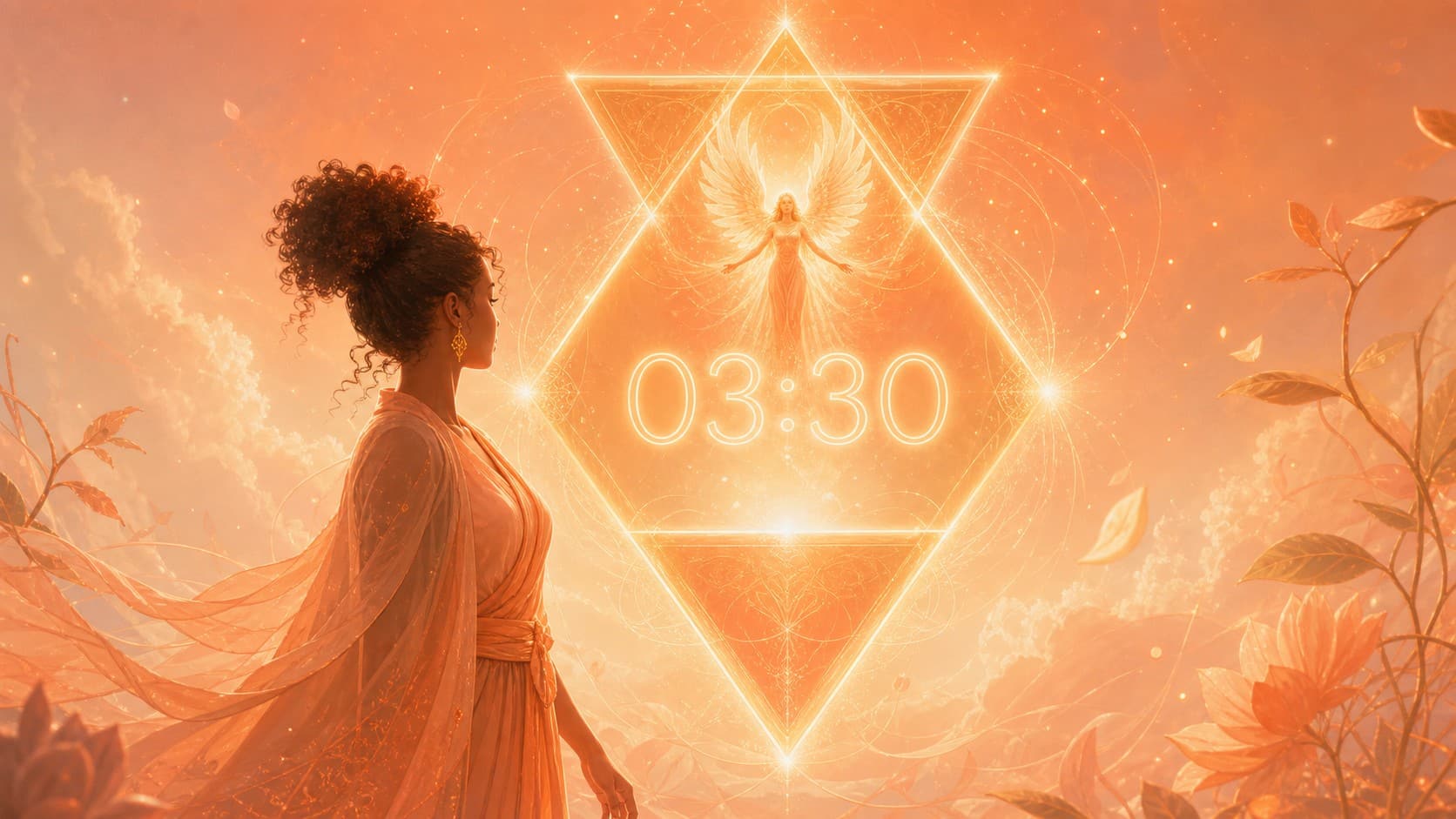 elemiah miroir geometrique orange corail or, signification de l'heure 03:30