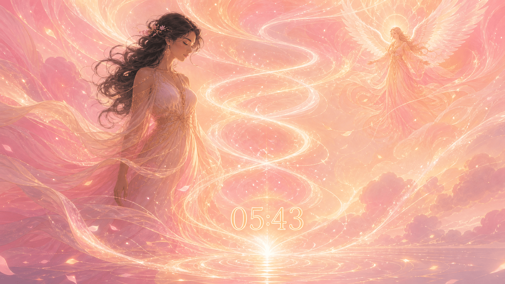 lelahel spirale descendante rose or aube, signification de l'heure 05:43