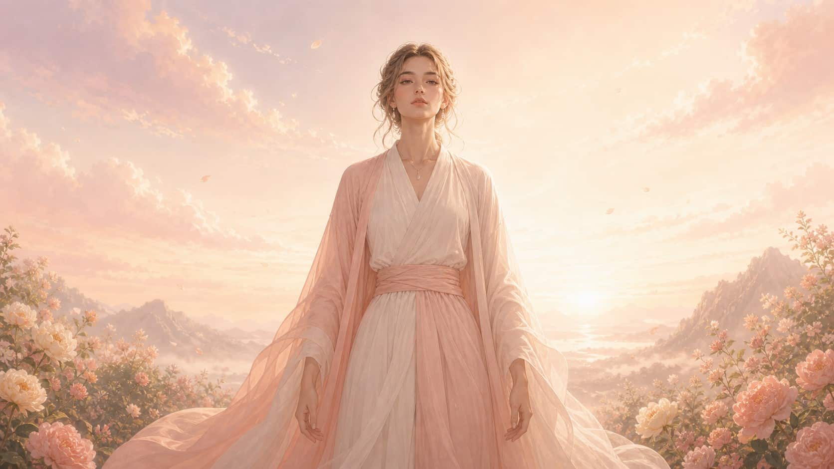 femme lumiere rose ombre harmonie, signification de l'heure 06:06