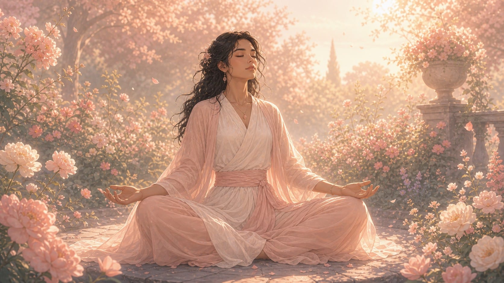 heure 06h06 meditation jardin matin harmonie rose
