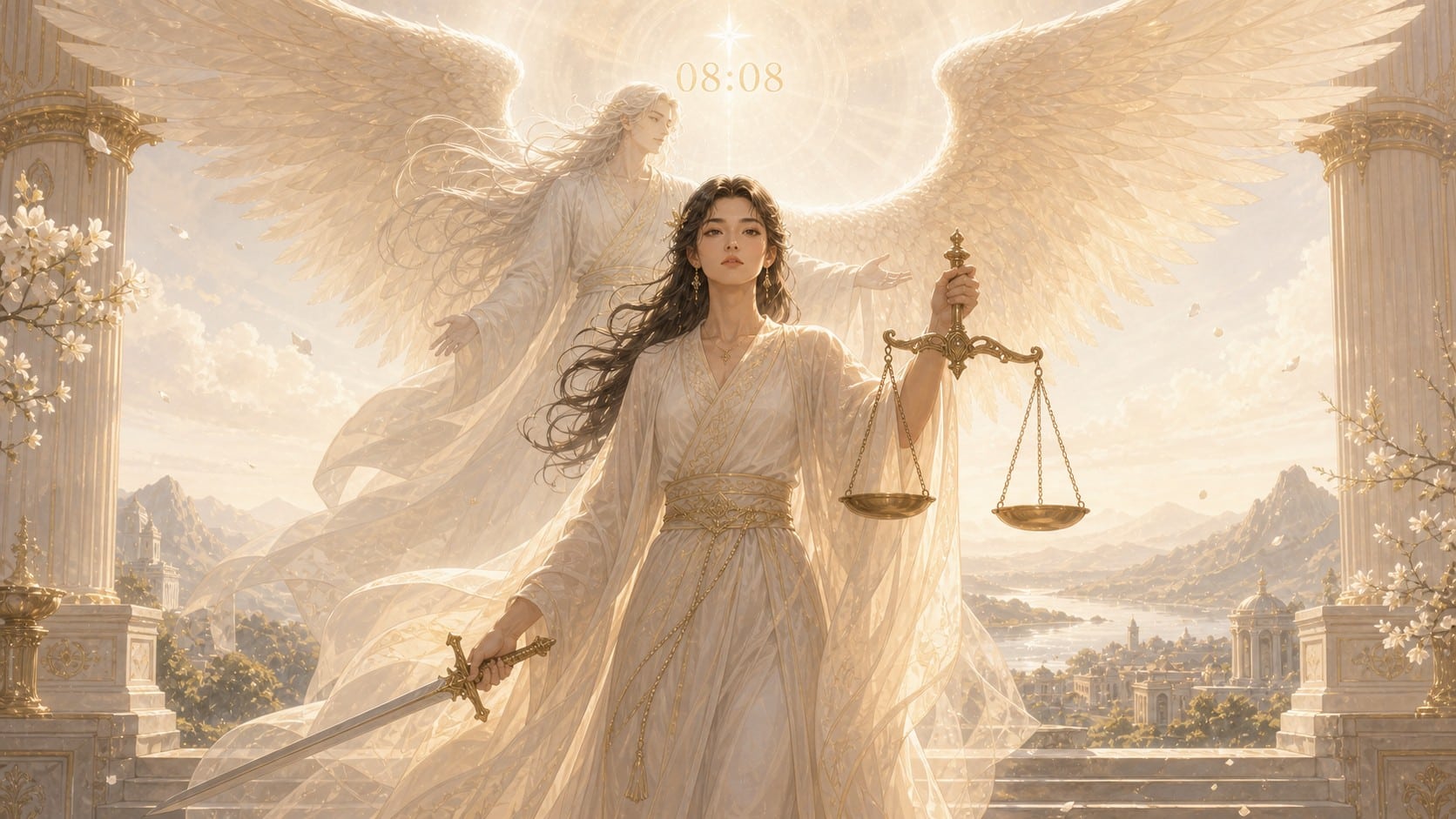 Logo RL Bien-Être représentant une femme en méditation assise en tailleur, avec un croissant de lune et des feuilles autour d’elle