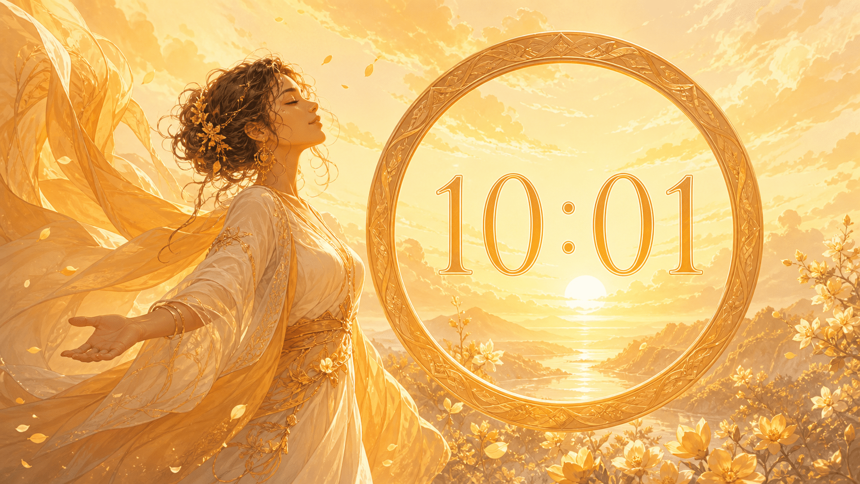 anneau or ambre cycle retournement recommencement, signification de l'heure 10:01