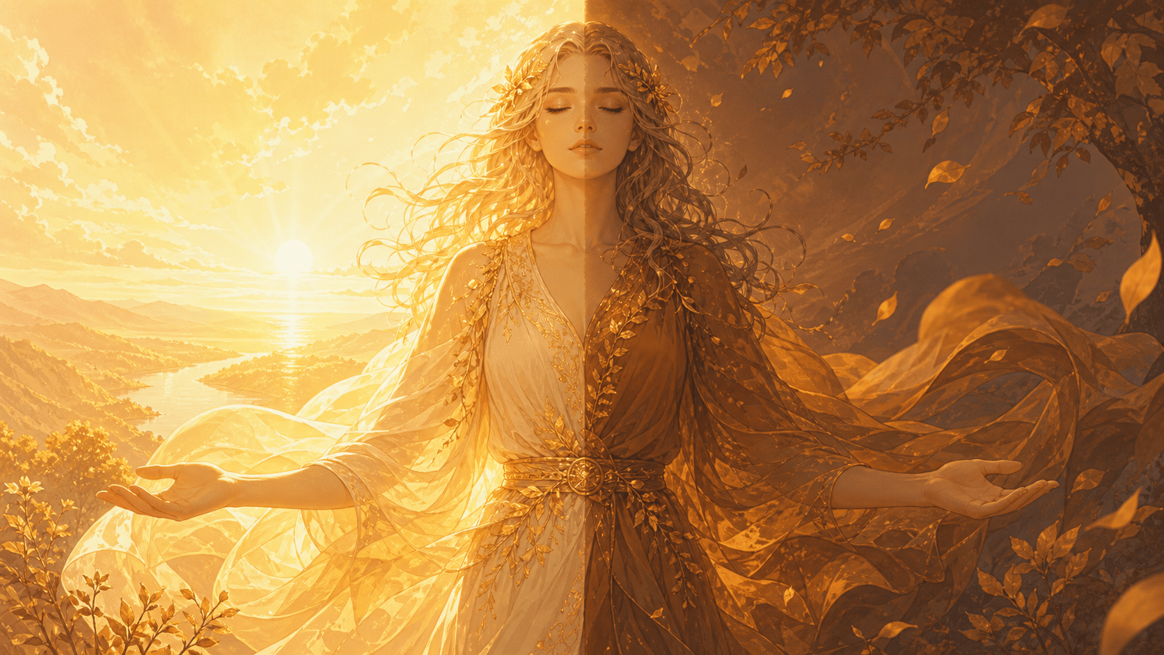 femme lumiere or solaire ombre ambre cycle, signification de l'heure 10:01