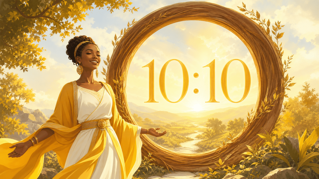 anneau bois dore rayonnement talents, signification de l'heure 10:10