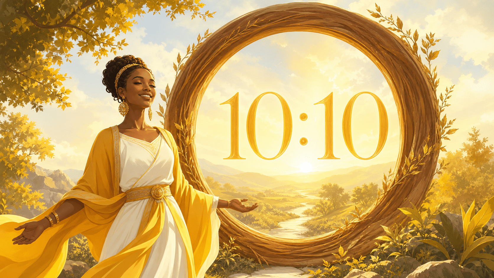 anneau bois dore rayonnement talents, signification de l'heure 10:10
