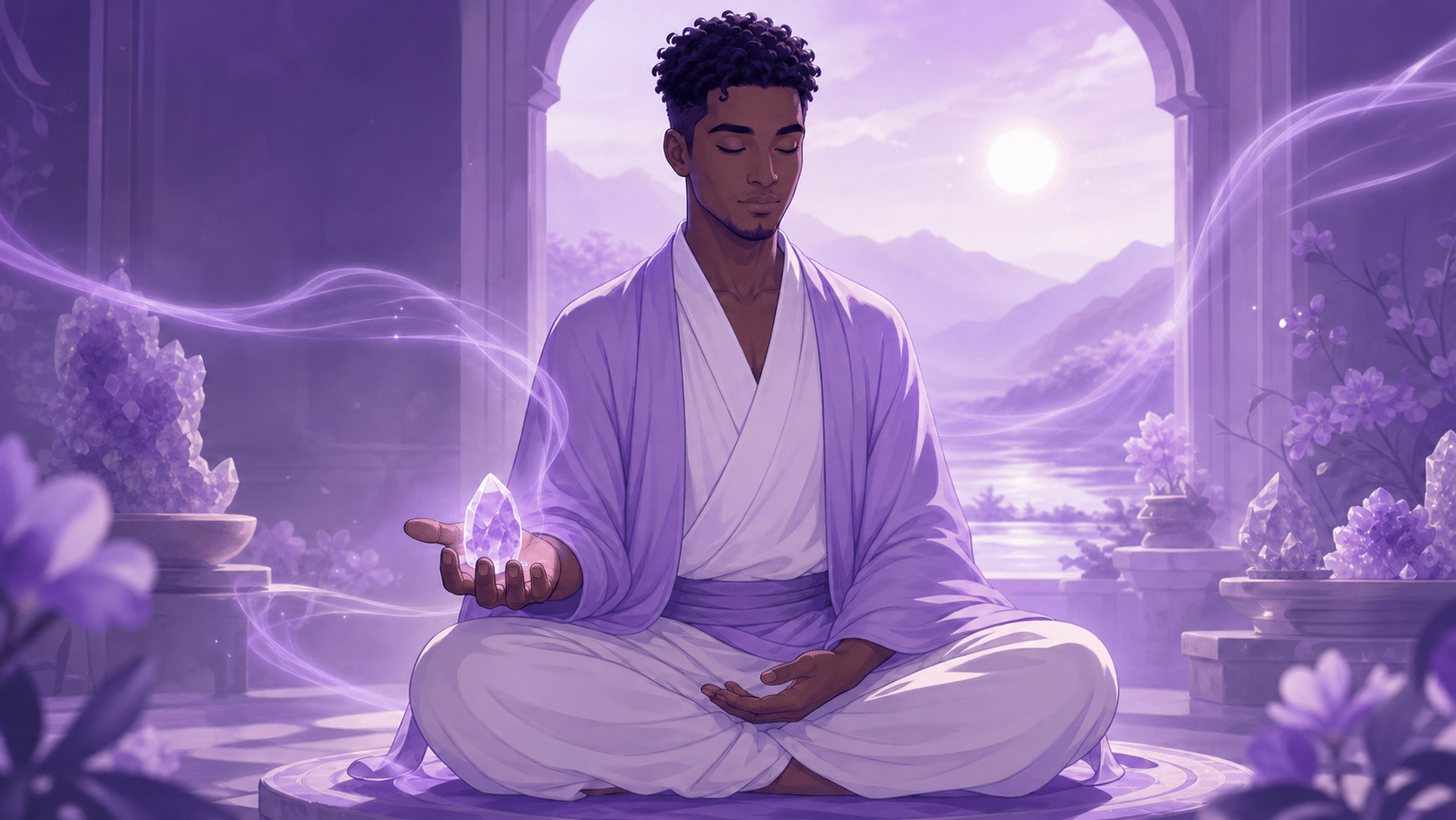 heure 12h12 meditation amethyste lumiere violette confiance
