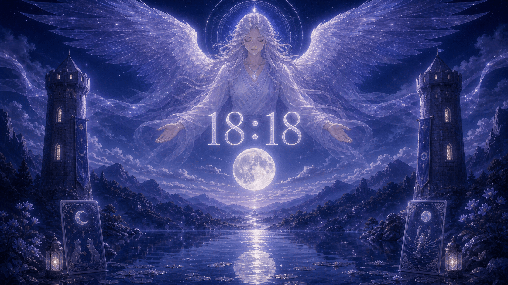 lune tarot vehuel intuition divine, signification de l'heure 18:18