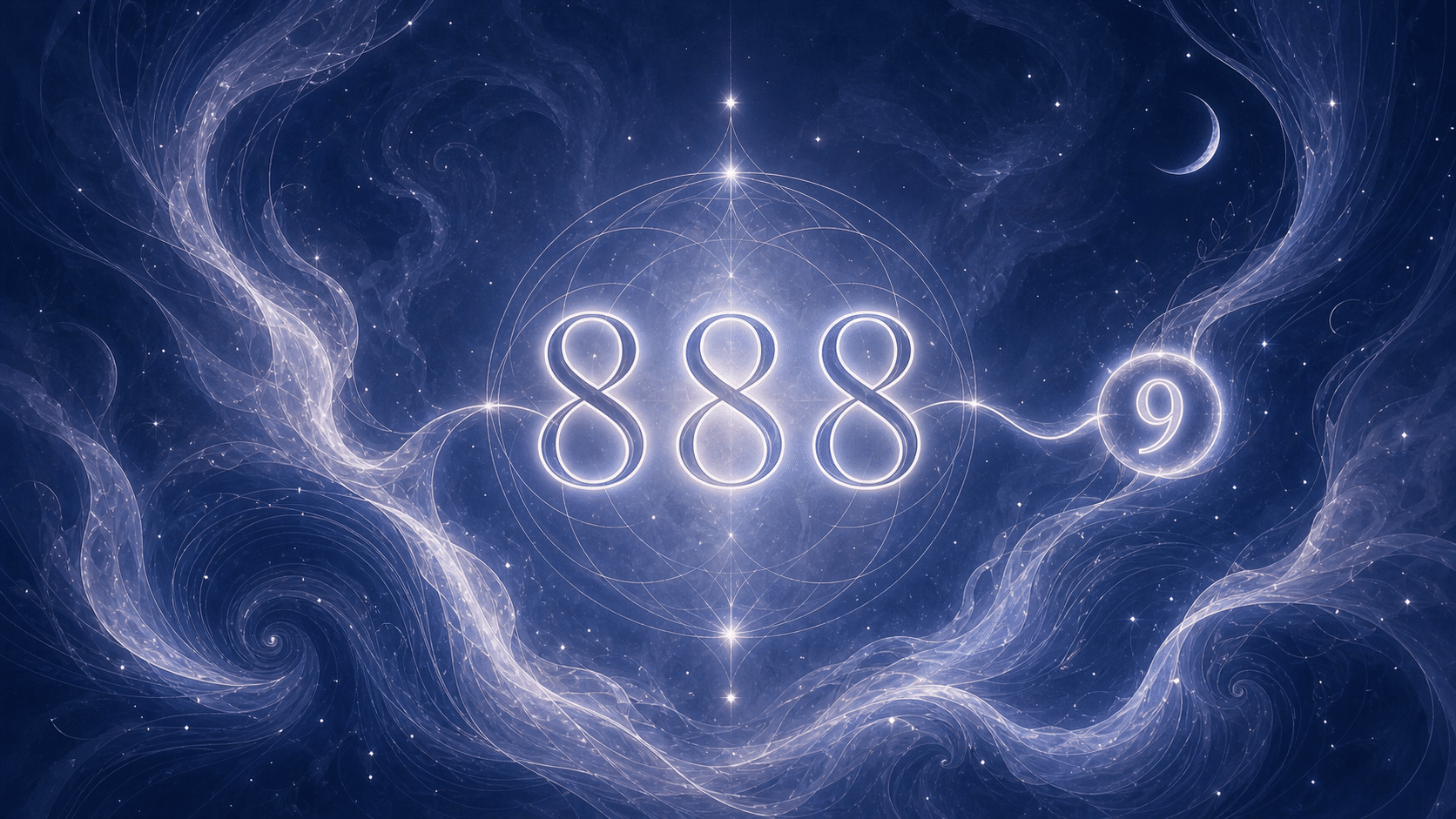 sequence 888 nombre 9 bleu nuit argent lunaire, signification de l'heure 18:18