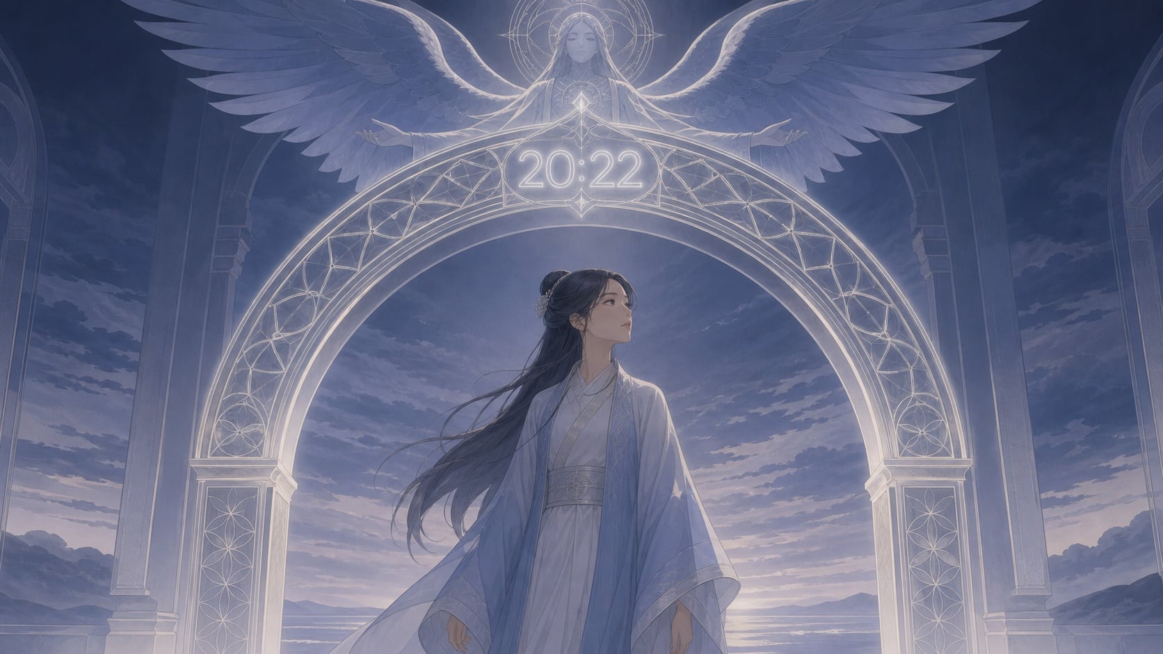 hahasiah arche reveil bleu pale argent, signification de l'heure 20:22