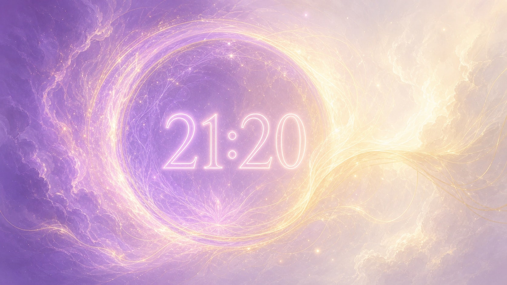 plenitude ouverte violet blanc or soir, signification de l'heure 21:20