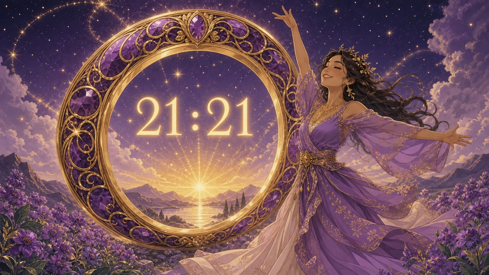anneau pierre violette or monde accomplissement, signification de l'heure 21:21