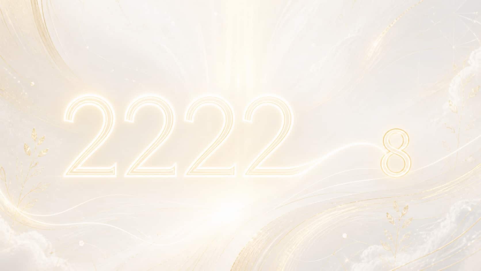 le maître 22 en quadruple et le nombre 8 en blanc pur et or clair, associations de l'heure 22:22