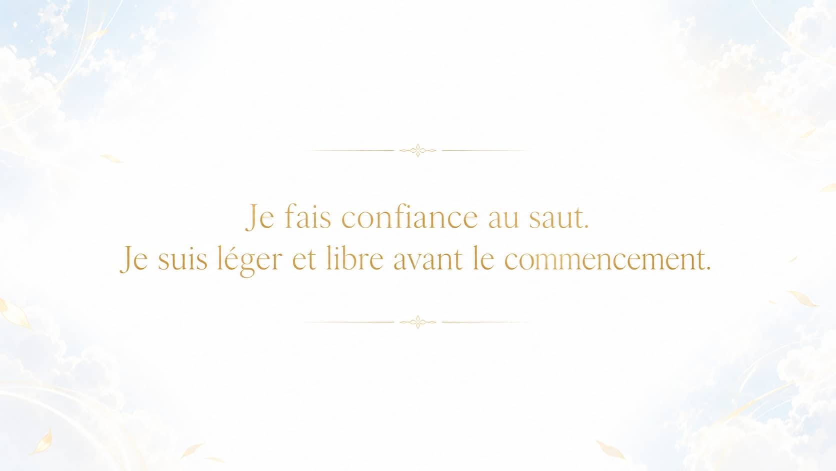 mantra de l'heure 22:22 en or clair sur fond blanc pur avec une touche de ciel bleu très pâle