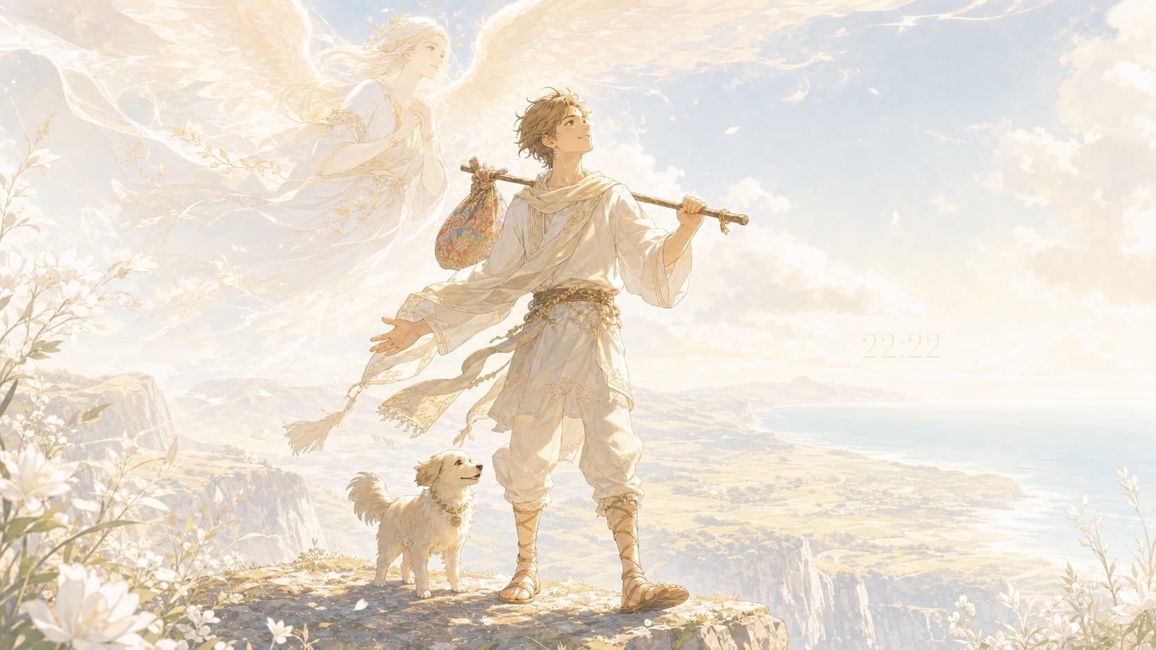 mat tarot nanael liberte divine, signification de l'heure 22:22