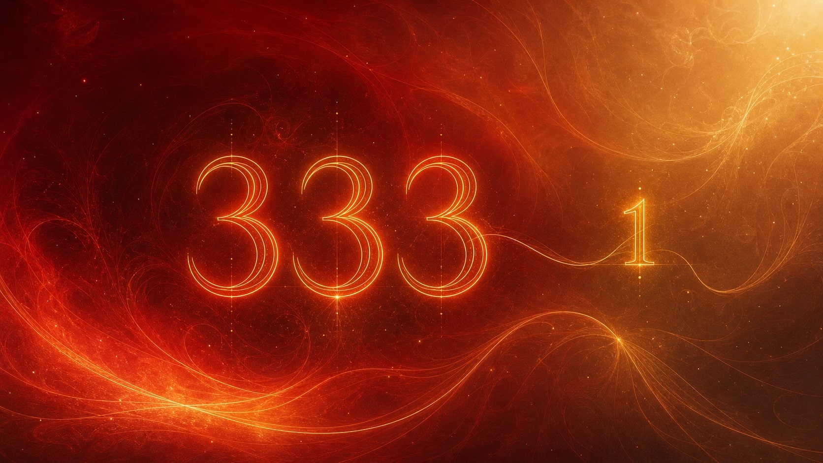 la séquence 333 et le nombre 1 en rouge cuivré et or ambré, associations de l’heure 23:23
