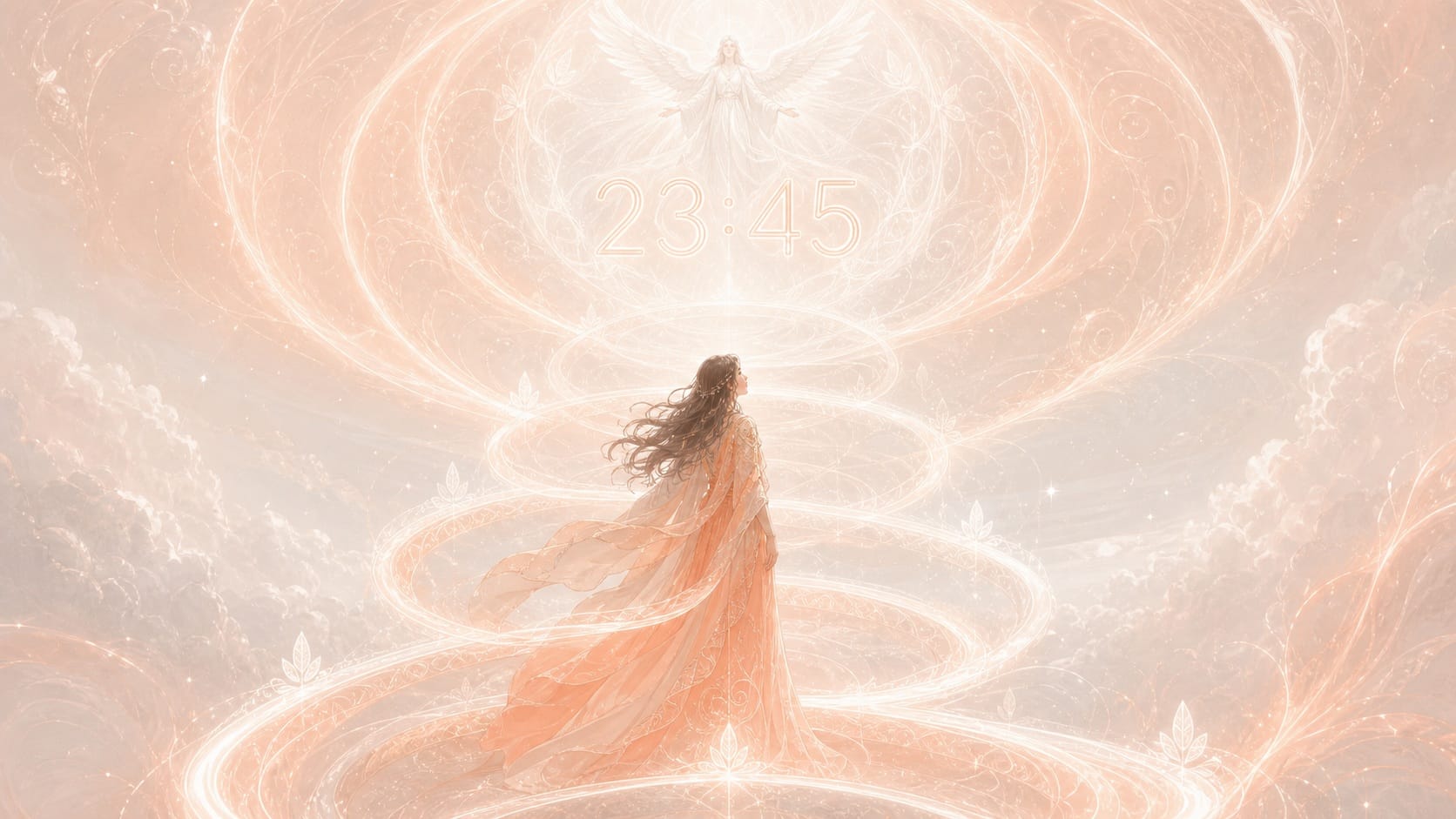 manakel spirale ascendante nacre rouge pale nuit, signification de l'heure 23:45