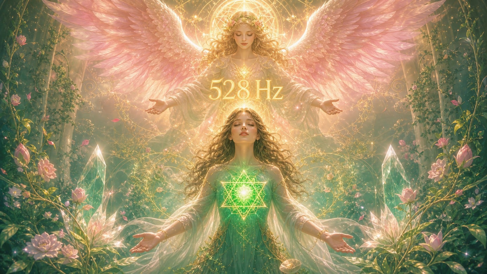 528 hz ange chamuel chakra coeur hexagramme, signification de la fréquence