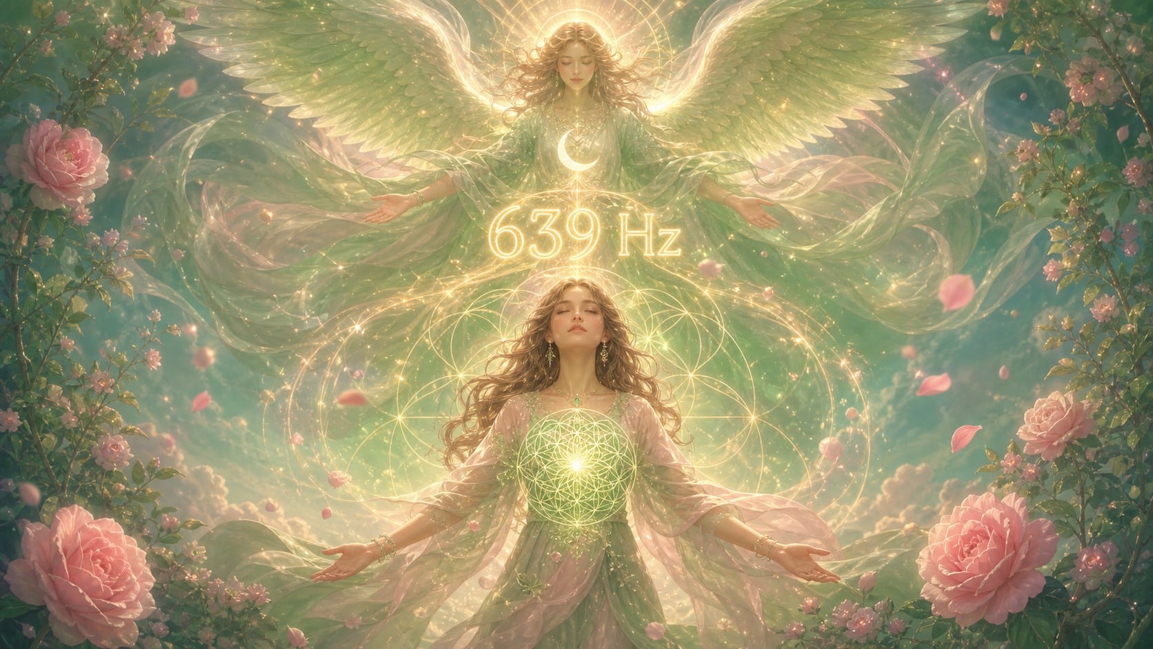 639 hz ange haniel chakra coeur fleur vie, signification de la fréquence