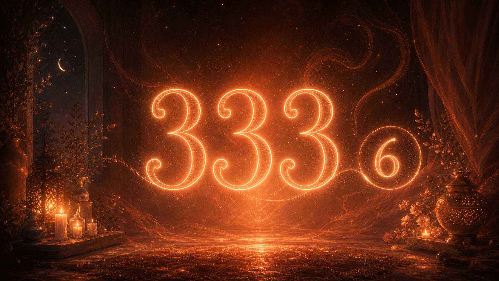 la séquence 333 et le nombre 6 en orange corail et ambre, associations de l'heure 03:03
