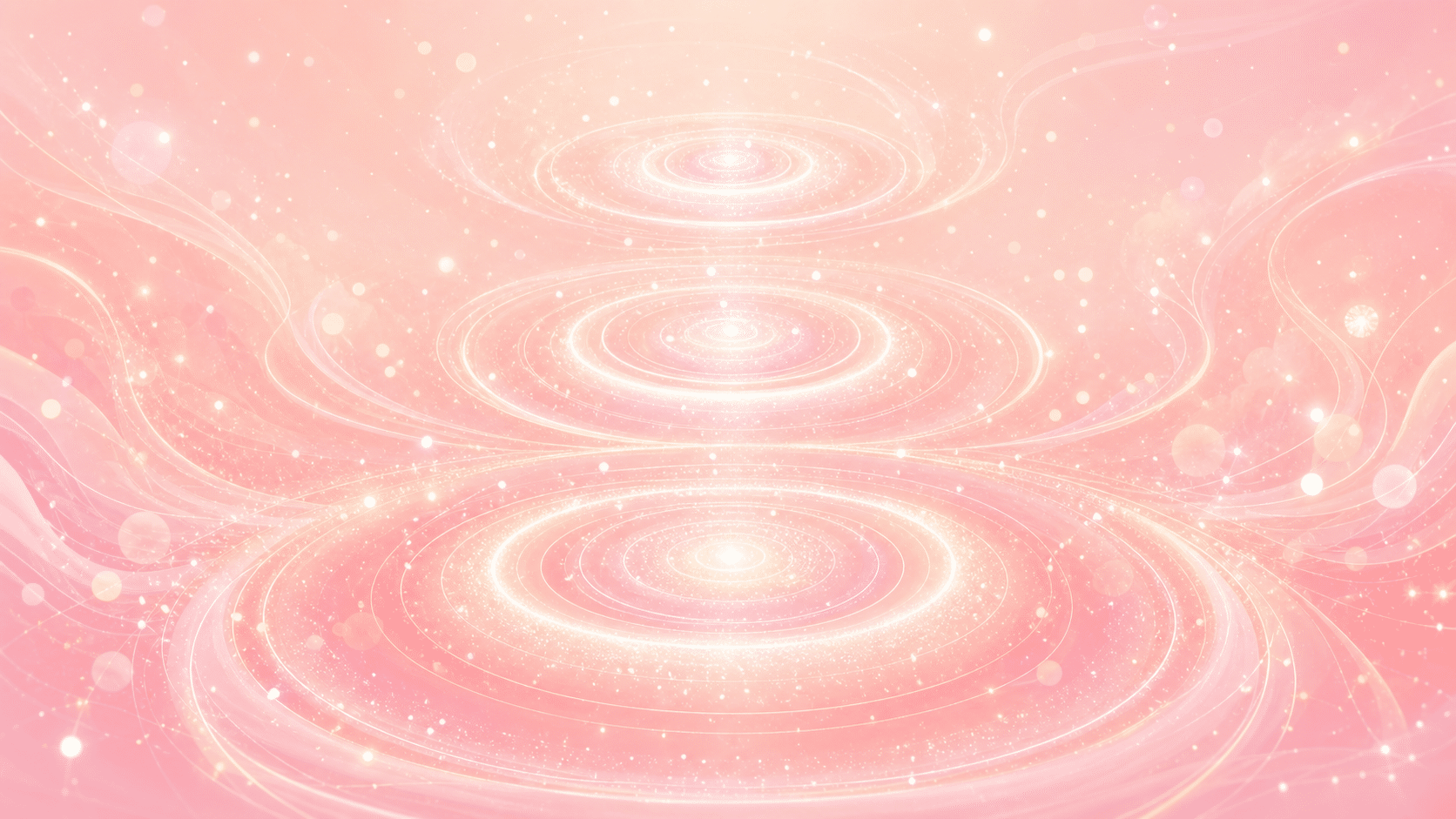 triple onde de changement en rose aurore et blanc nacré à l'aube, vibration de l'heure 05:55