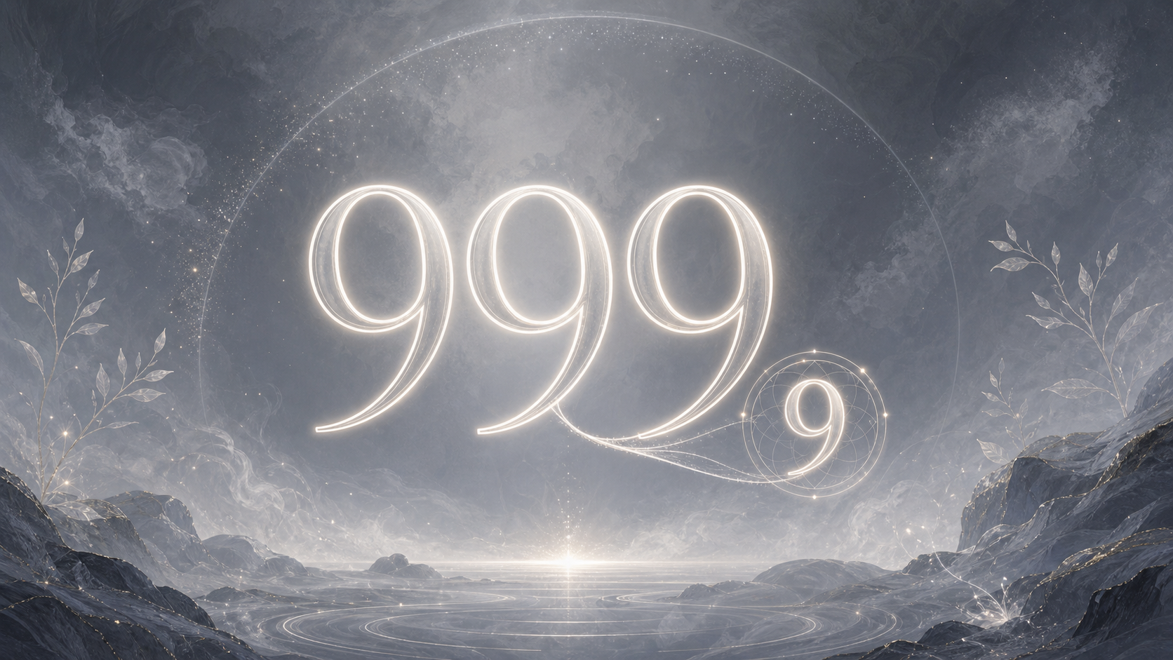 la séquence 999 et le nombre 9 en gris ardoise et blanc, associations de l'heure 09:09