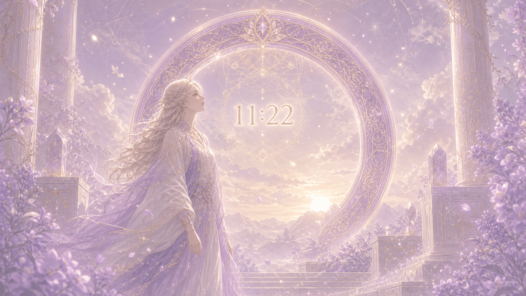 anneau amethyste or double portail matin, signification de l'heure 11:22