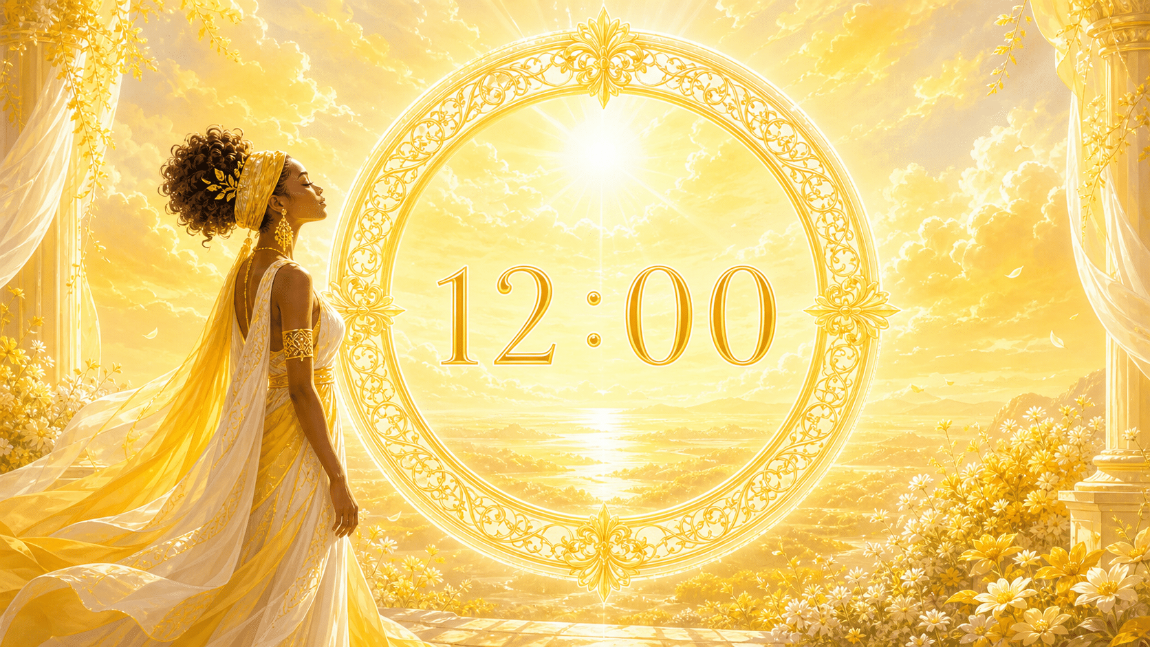 anneau or blanc zenith pleine lumiere midi, signification de l'heure 12:00