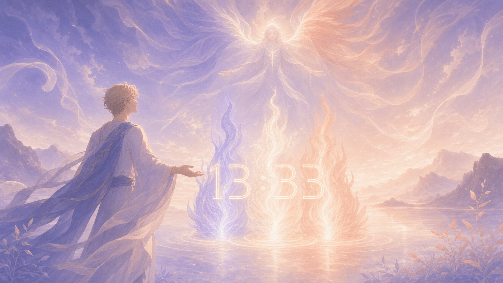 yeiazel flamme triple indigo corail apres midi, signification de l'heure 13:33