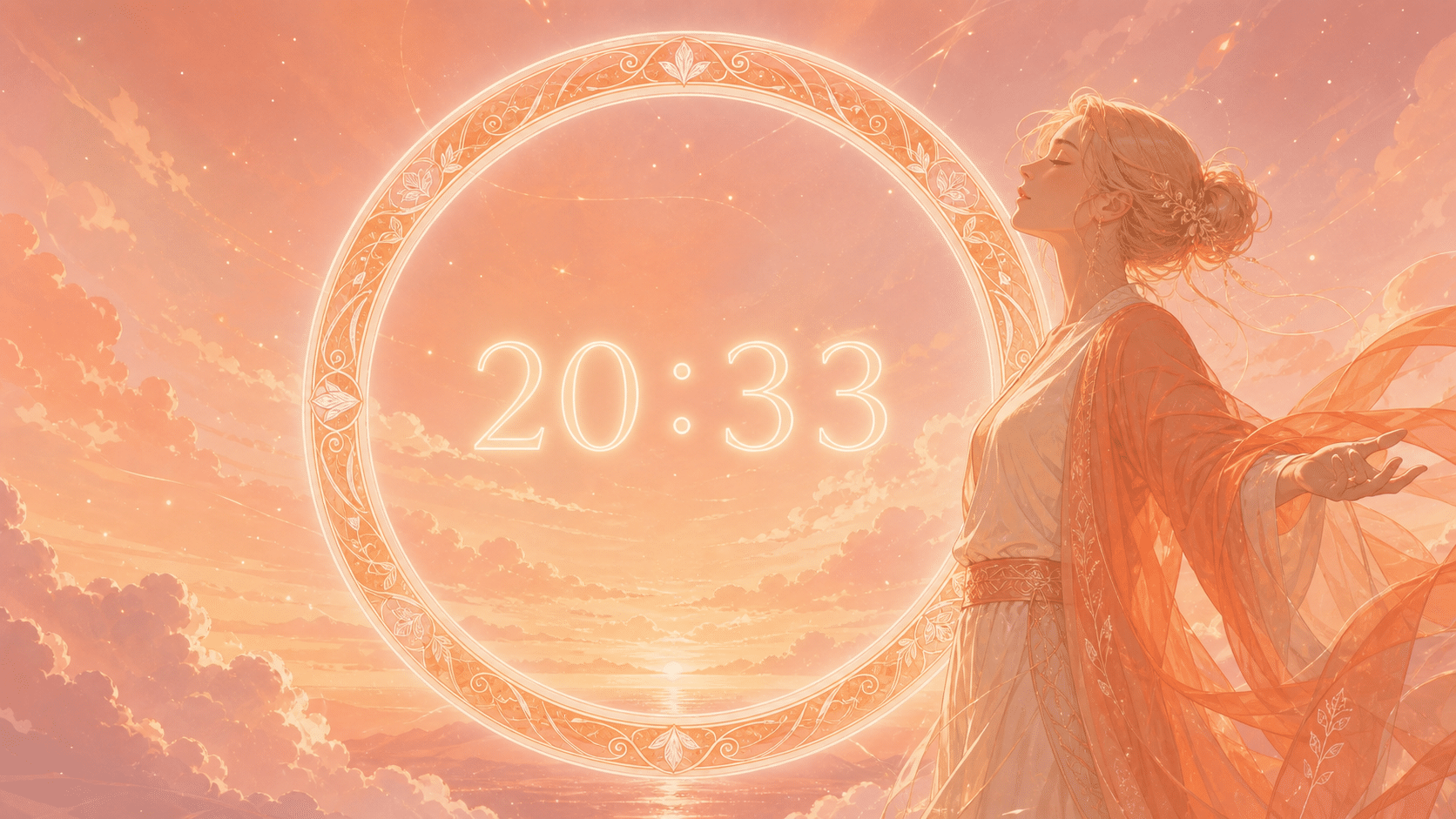 anneau orange doux reveil transmission soir, signification de l'heure 20:33