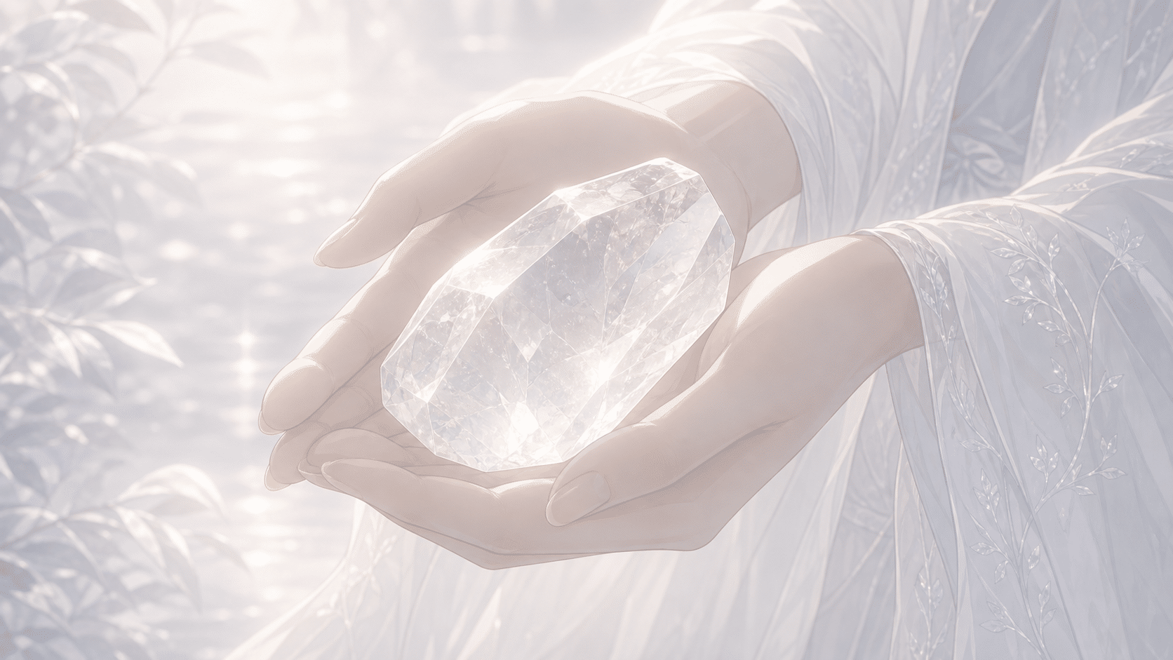 mains cristal pause contemplation blanc argent, signification de l'heure 22:00
