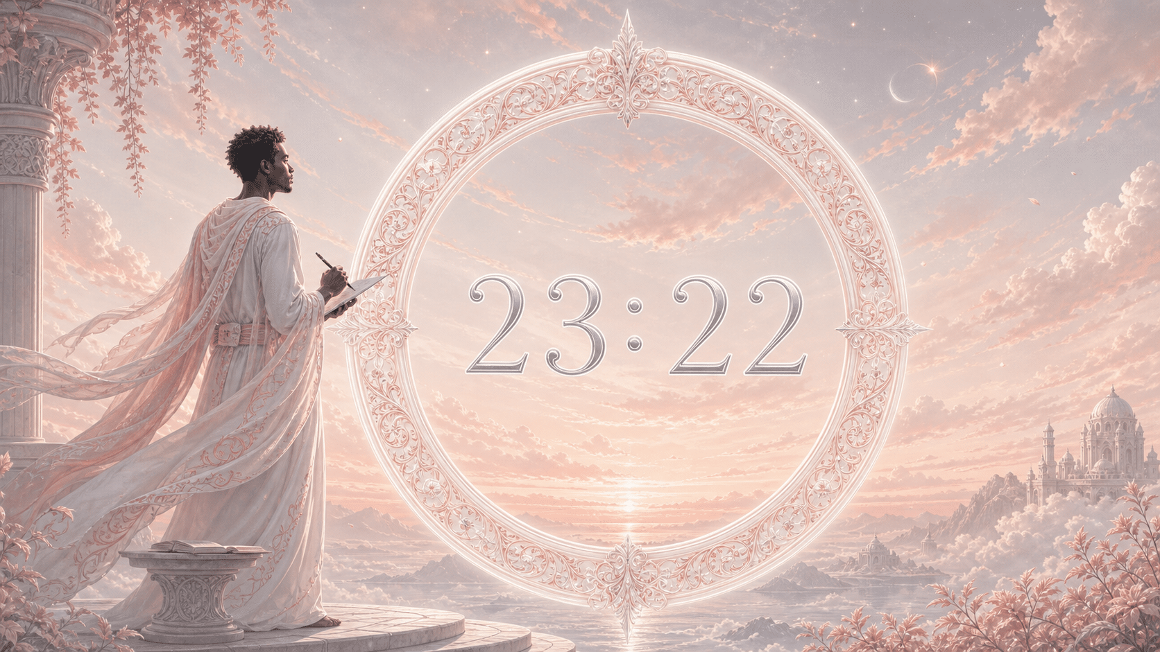 anneau nacre rouge pale verification construction finale, signification de l'heure 23:22