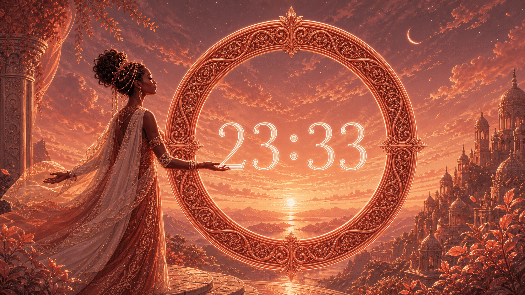 anneau rouge cuivre corail derniere transmission nuit, signification de l'heure 23:33