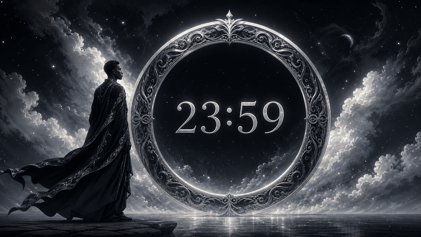 anneau noir argent derniere minute seuil, signification de l'heure 23:59