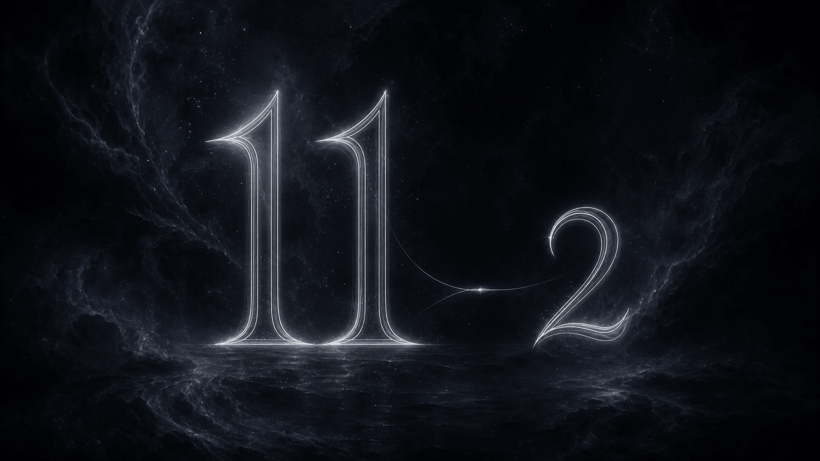 le maître 11 et le nombre 2 en noir profond et argent lunaire, associations de l'heure 00:11