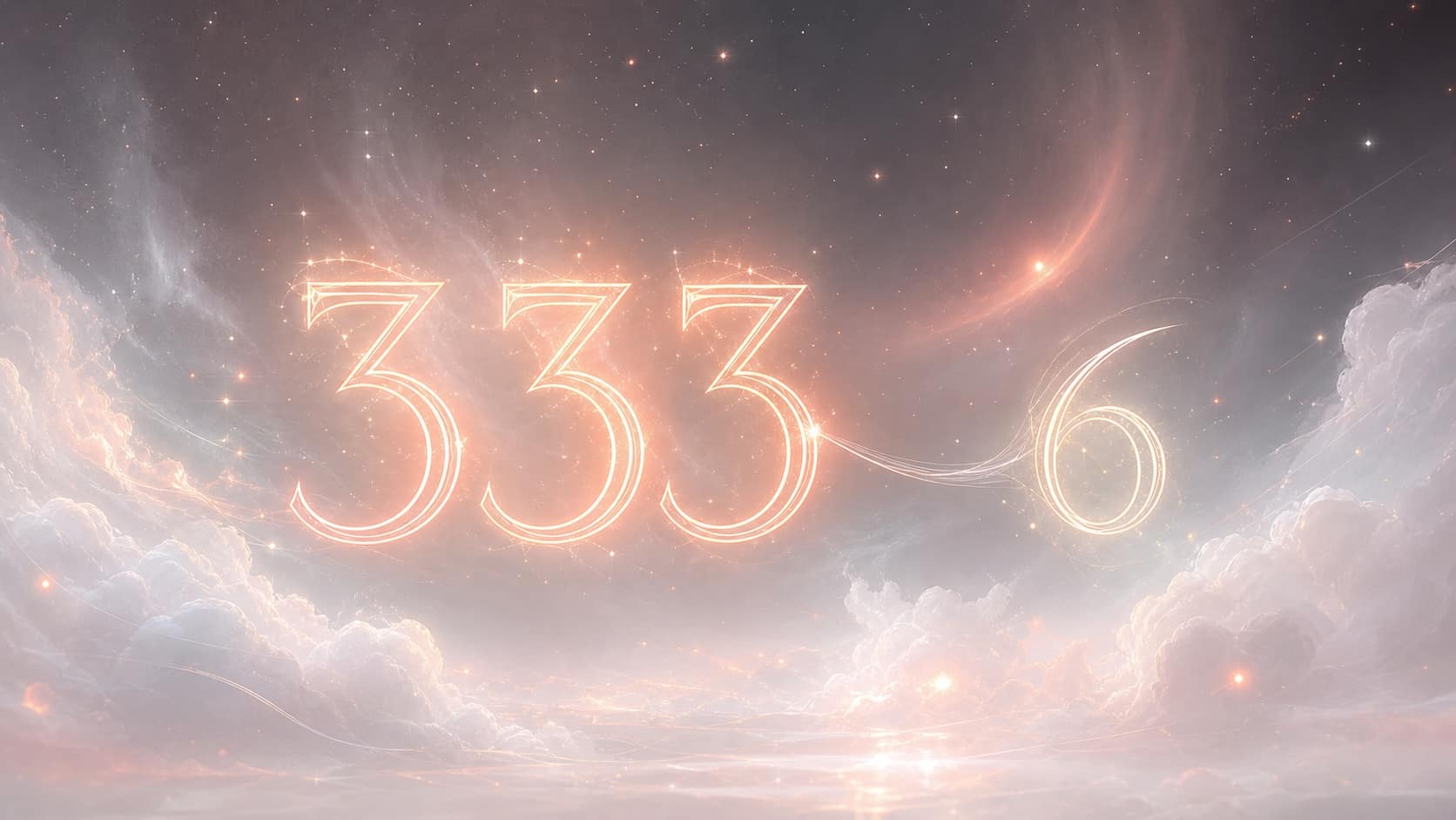 la séquence 333 et le nombre 6 en orange corail très pâle et blanc nacré, associations de l'heure 00:33