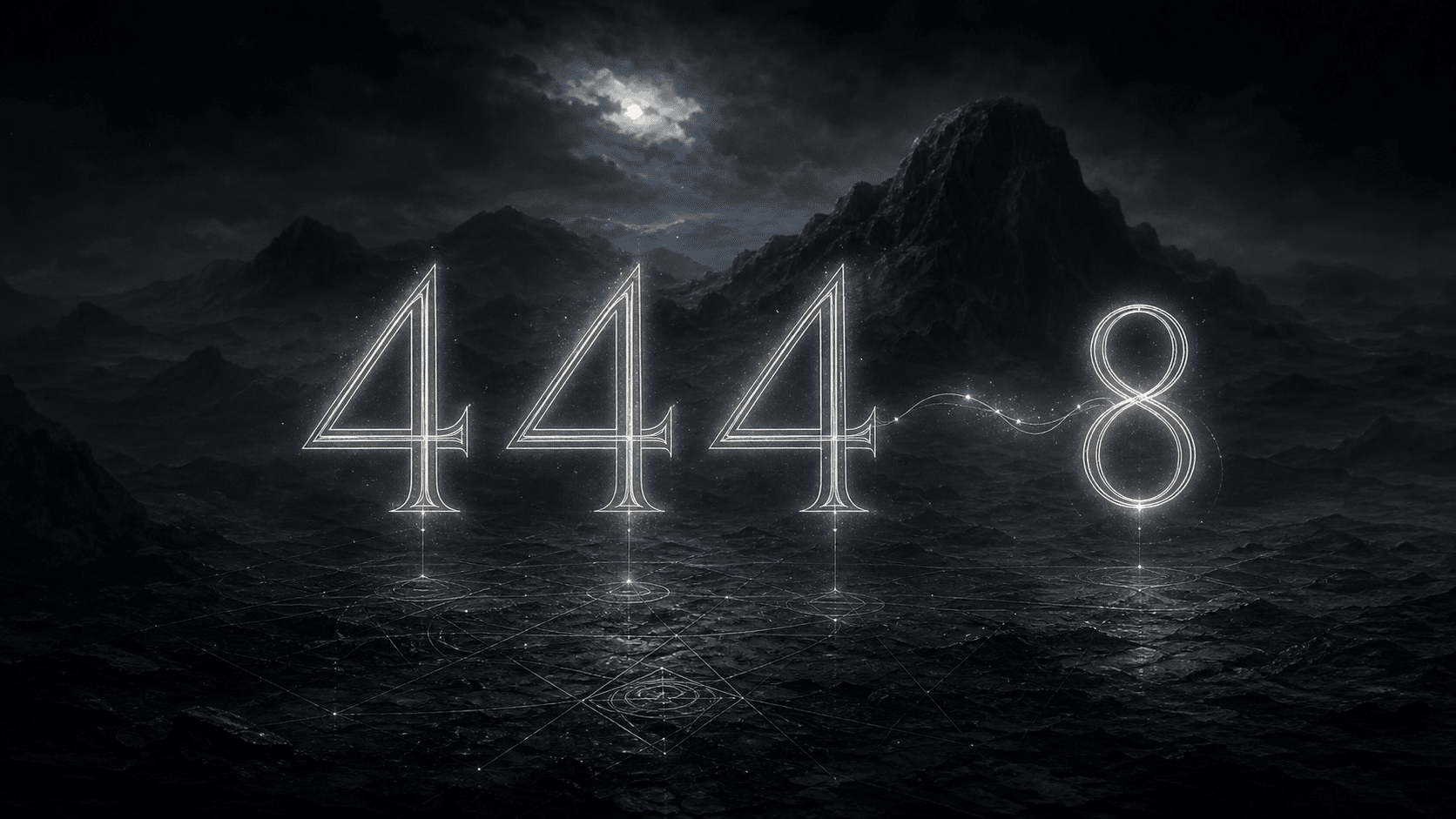 la séquence 444 et le nombre 8 en gris ardoise et argent lunaire, associations de l'heure 00:44