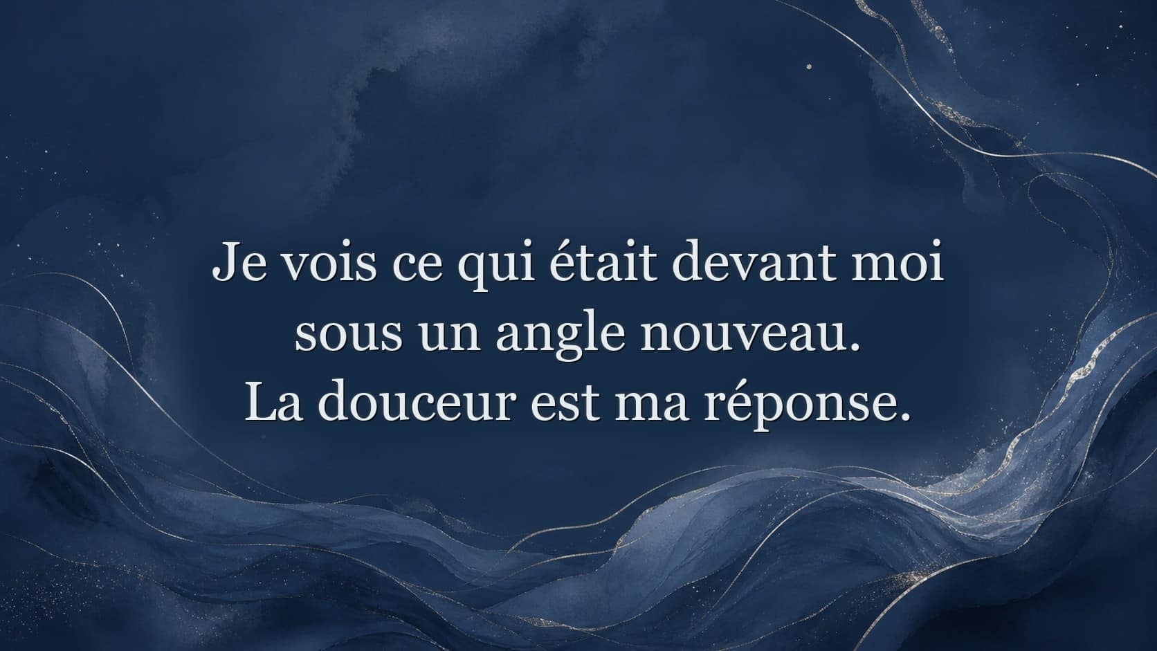 mantra de l'heure 01:10 en argent pâle sur fond bleu acier doux