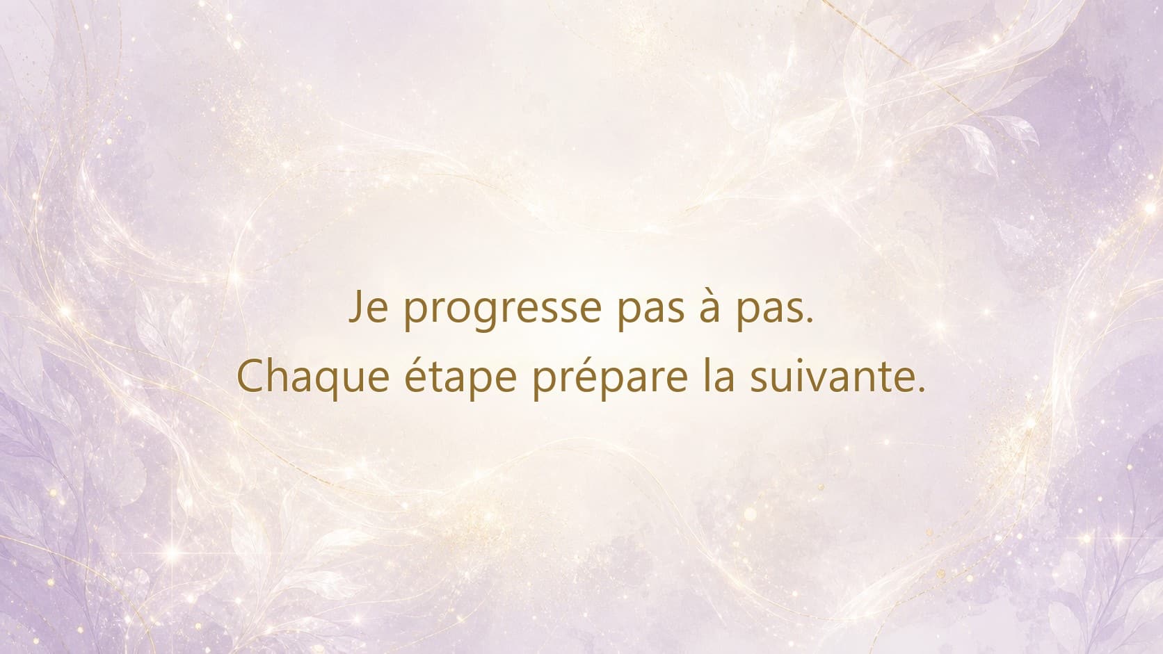 mantra de l'heure 01:23 en or très pâle sur fond blanc nacré et lilas discret
