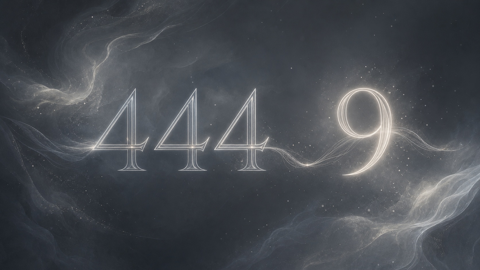 la séquence 444 et le nombre 9 en gris ardoise et argent lunaire, associations de l'heure 01:44
