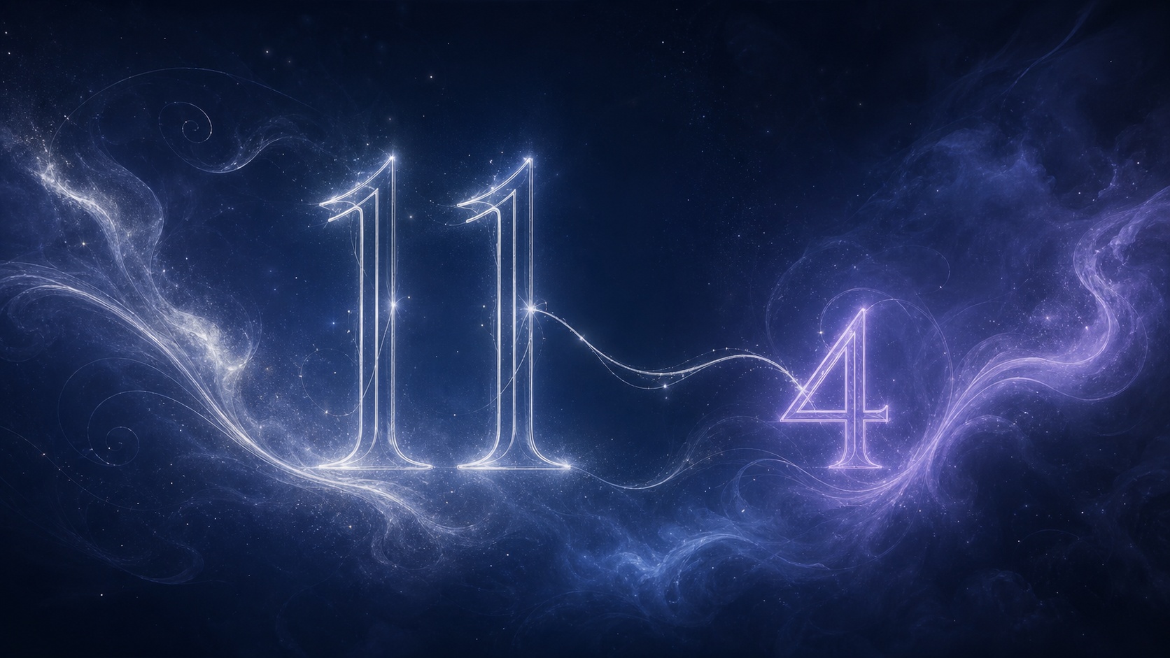 le maître 11 et le nombre 4 en bleu nuit profond et argent lunaire, associations de l'heure 02:11
