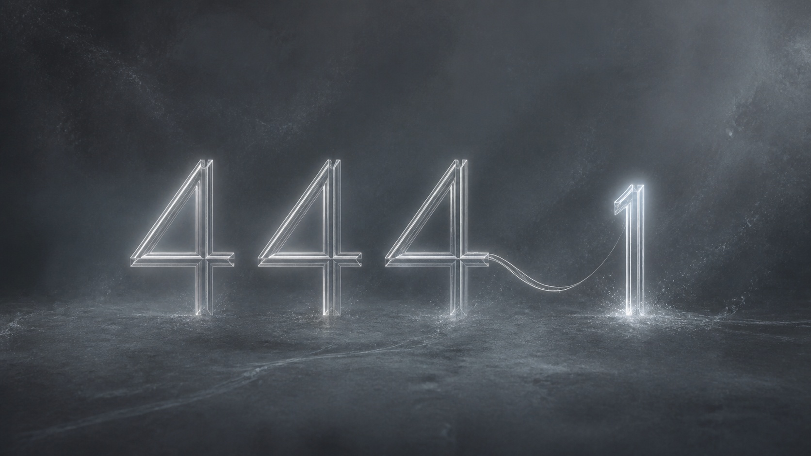 la séquence 444 et le nombre 1 en gris ardoise et argent mat, associations de l'heure 02:44