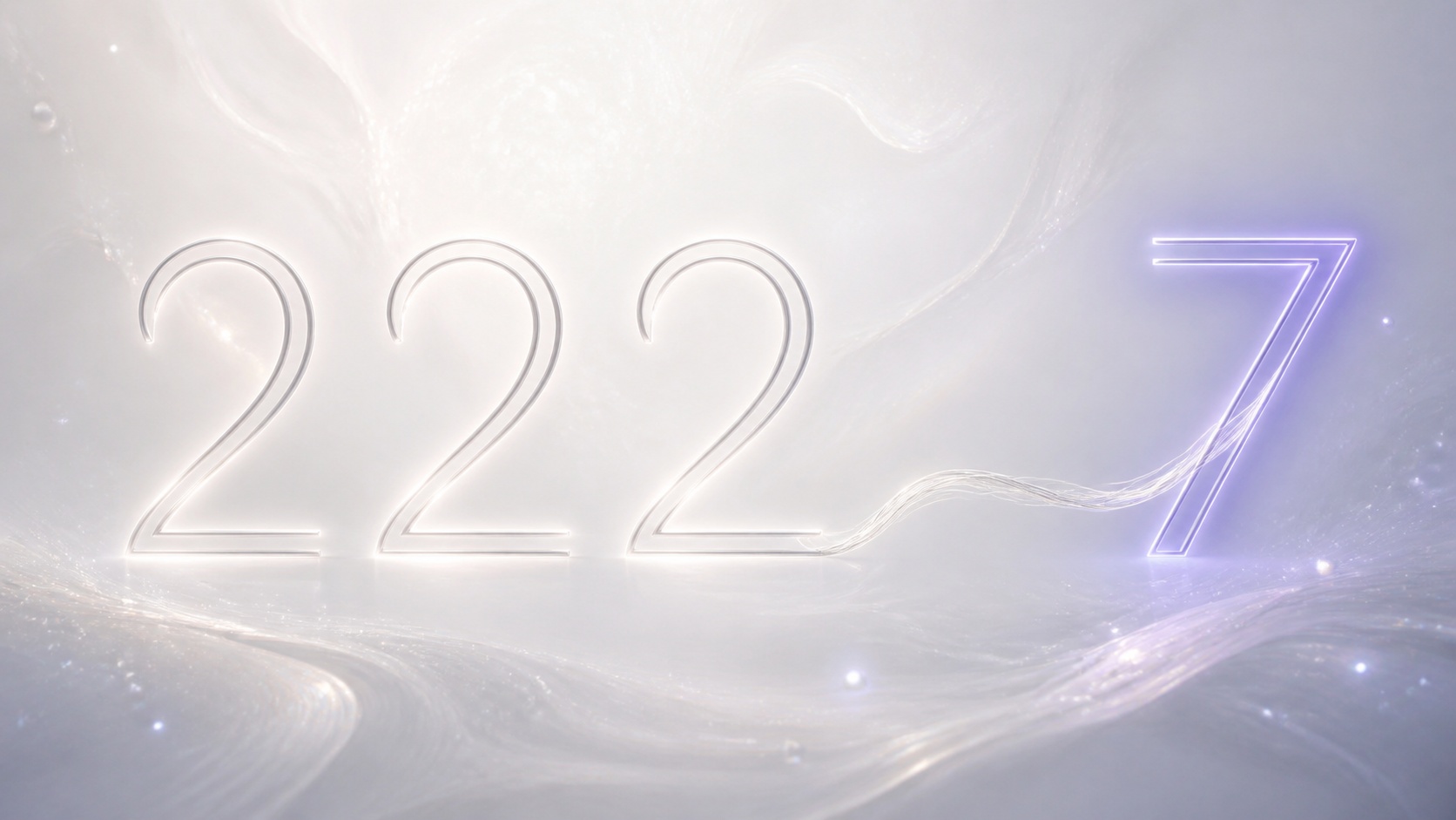 la séquence 222 et le nombre 7 en blanc nacré et argent lunaire, associations de l'heure 03:22