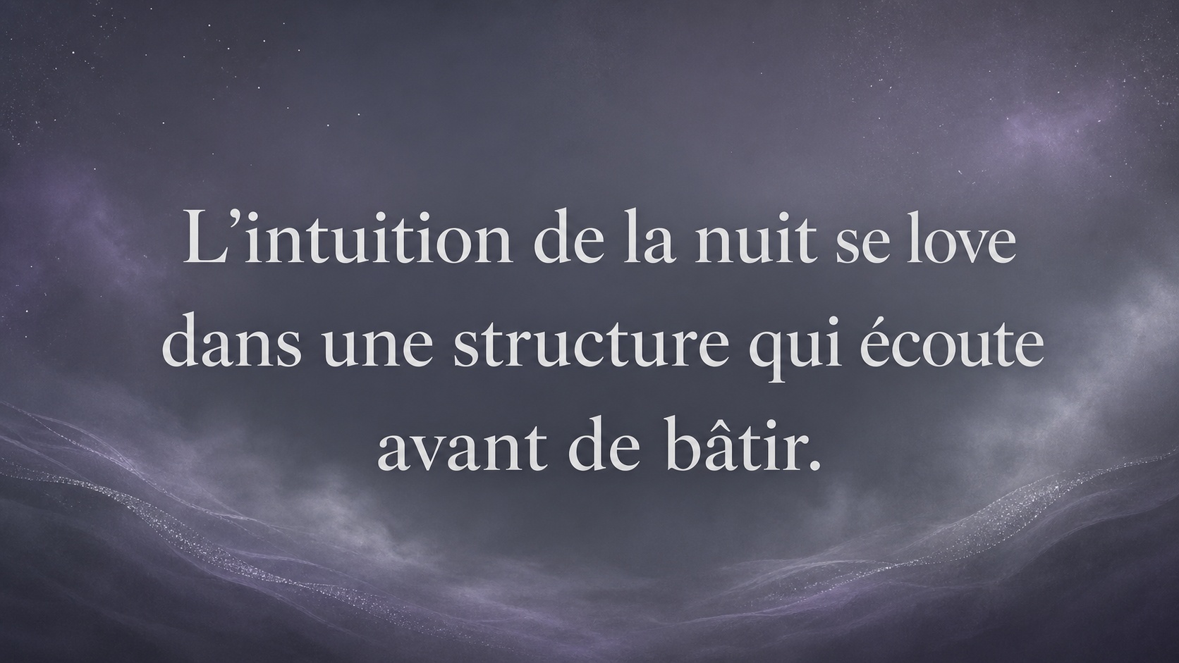 mantra de l'heure 03:44 en argent sur fond gris ardoise et lilas nocturne
